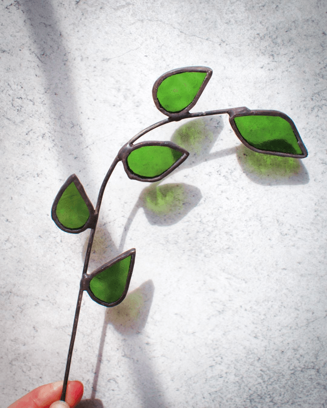 Olive Green Foliage Stained Glass Faux Flowers