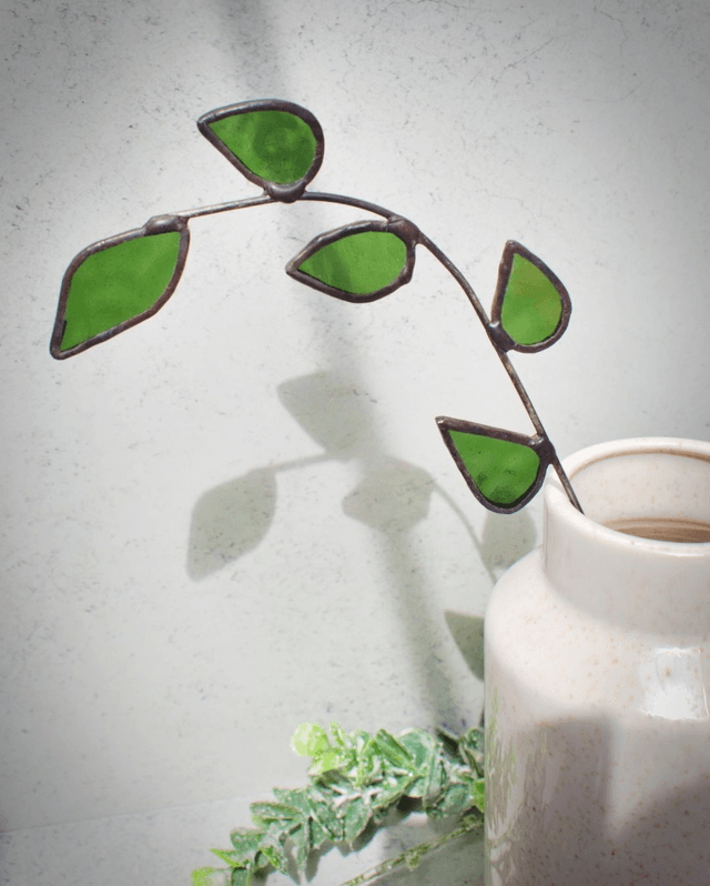 Olive Green Foliage Stained Glass Faux Flowers