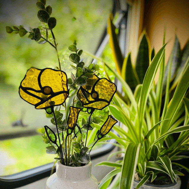 California Poppy Stained Glass Flower